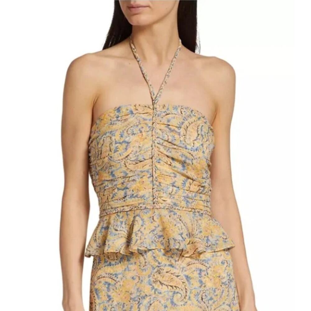 NEW Veronica Beard Arienne Gathered Halter Neck Silk Top